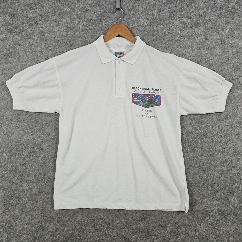 Vintage Black Eagle Lodge Order of the Arrow Polo Shirt 45 Years‎ Service Scouts